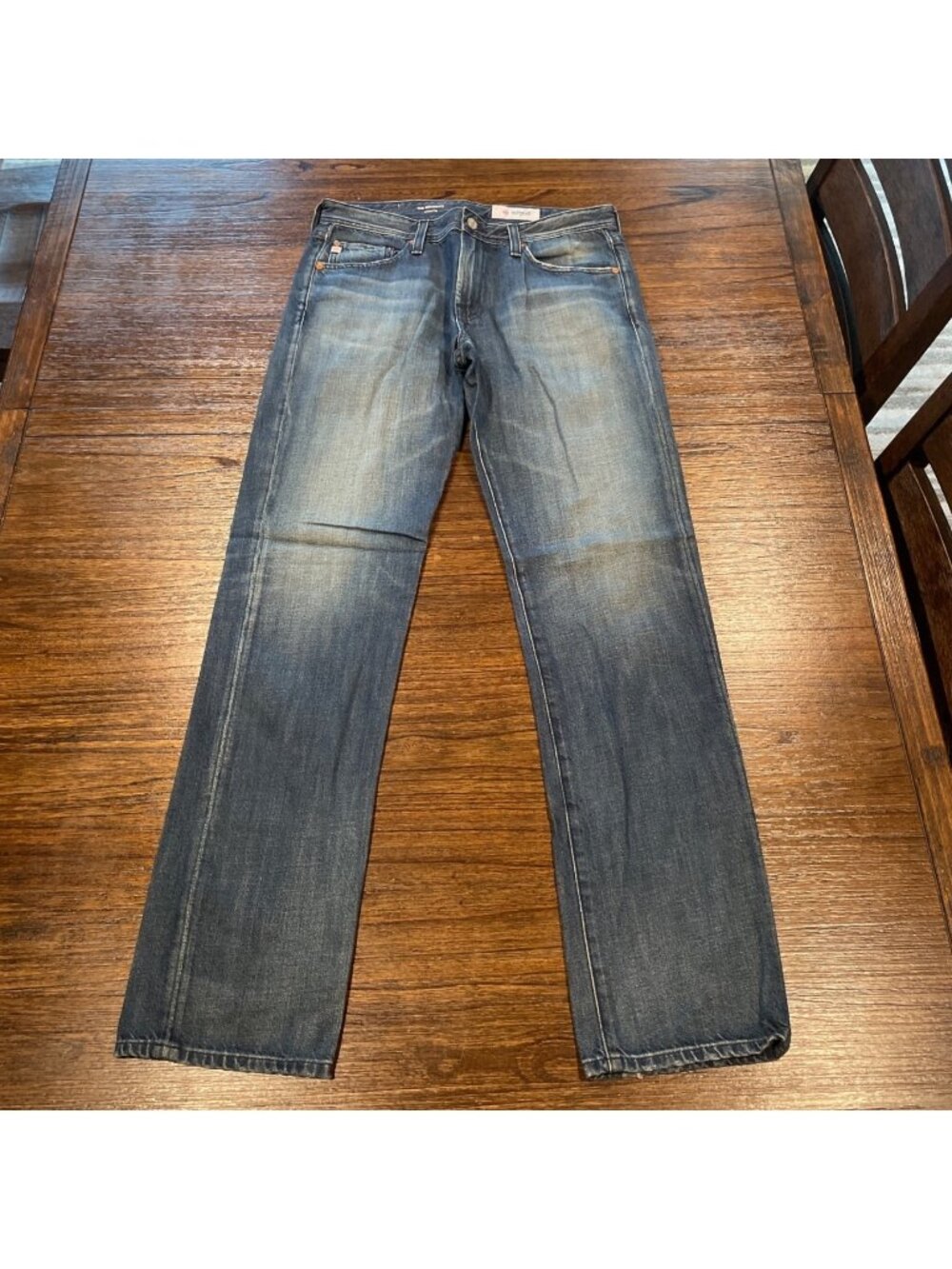 AG Graduate Tailored Leg Jean 31x34 Medium Wash Faded Distressed AG-ED Denim